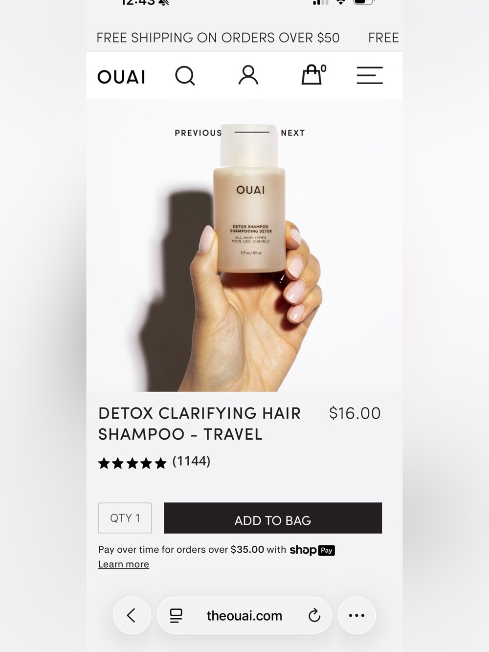 OUAI Detox Shampoo - 3 fl oz - BRAND NEW, NEVER USED!! hair beauty treatment - Picture 7 of 7